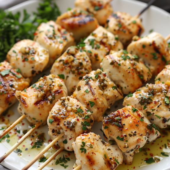 Garlic Parmesan Chicken Skewers