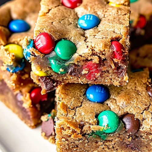 Chewy M&M Cookie Bars