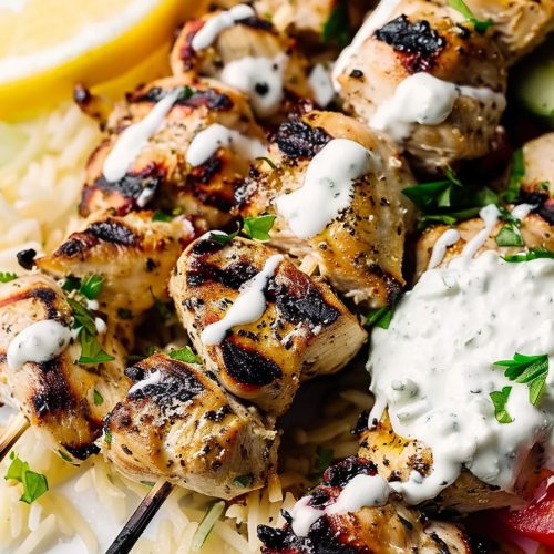 Grilled Chicken Kabobs with Cucumber Yogurt Sauce