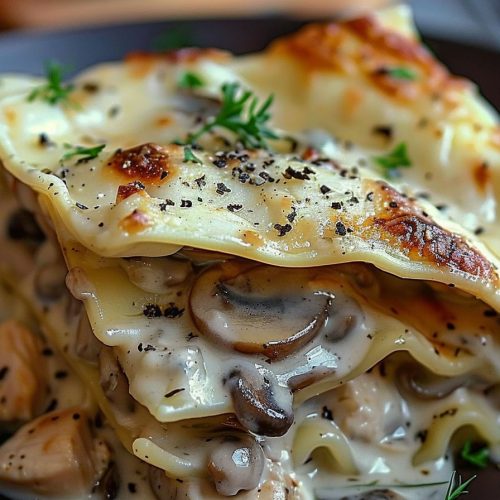 Mushroom Chicken Alfredo Lasagna