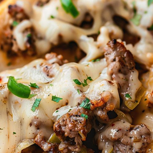 Philly Cheesesteak Cheesy Bread
